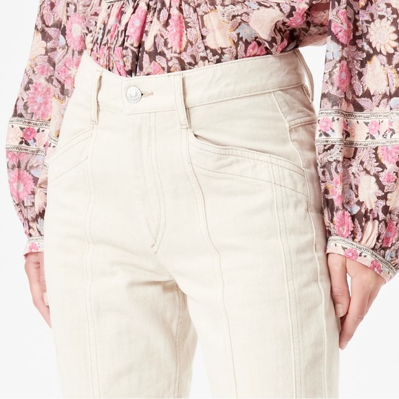NEW ISABEL MARANT ETOILE BEIGE COTTON PANTS - Picture 3 of 9